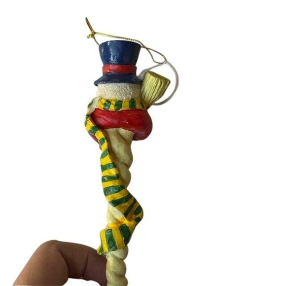 Handmade Snowman Icicle Christmas Ornament With Broom & Scarf - Picture 4 of 5